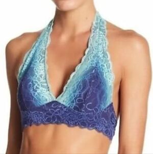 Airstep Free Press Blue Lace Halter Bralette, Medium